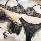 Ultra-Thin Sheer Leopard Print Embroidered Lace Lingerie Set