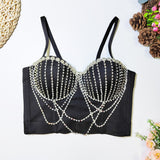 Chest - chain tassel - beaded boned bra