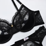 Embroidered Sexy Sheer Lingerie Set with Intricate Detailing